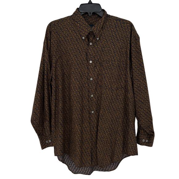 90s Y2K VTG Time Pieces Retro Geometric Abstract Print Shirt Mens M Button Down - Picture 1 of 4
